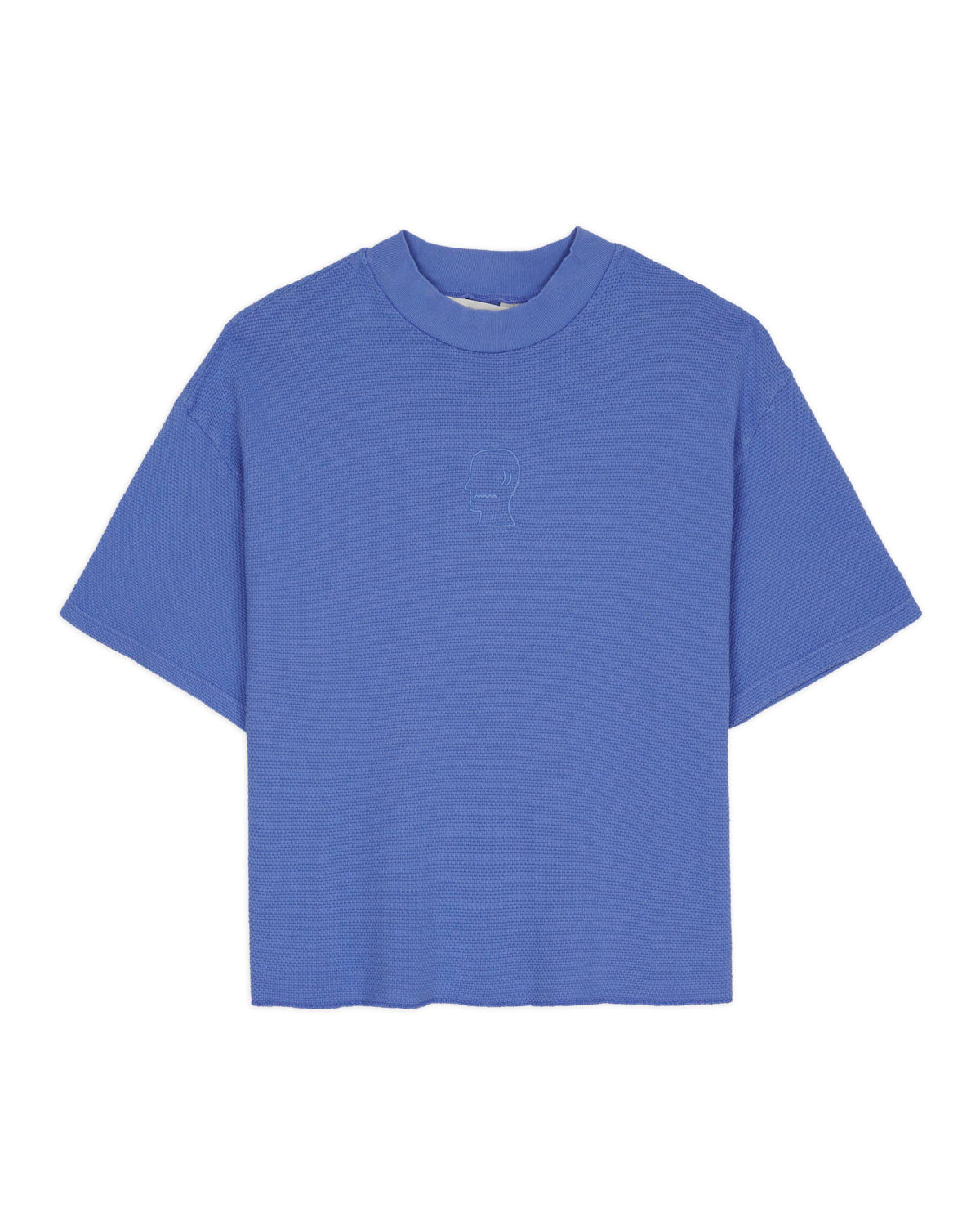 Boxy Thermal Mock Neck T-Shirt - Blue – Brain Dead