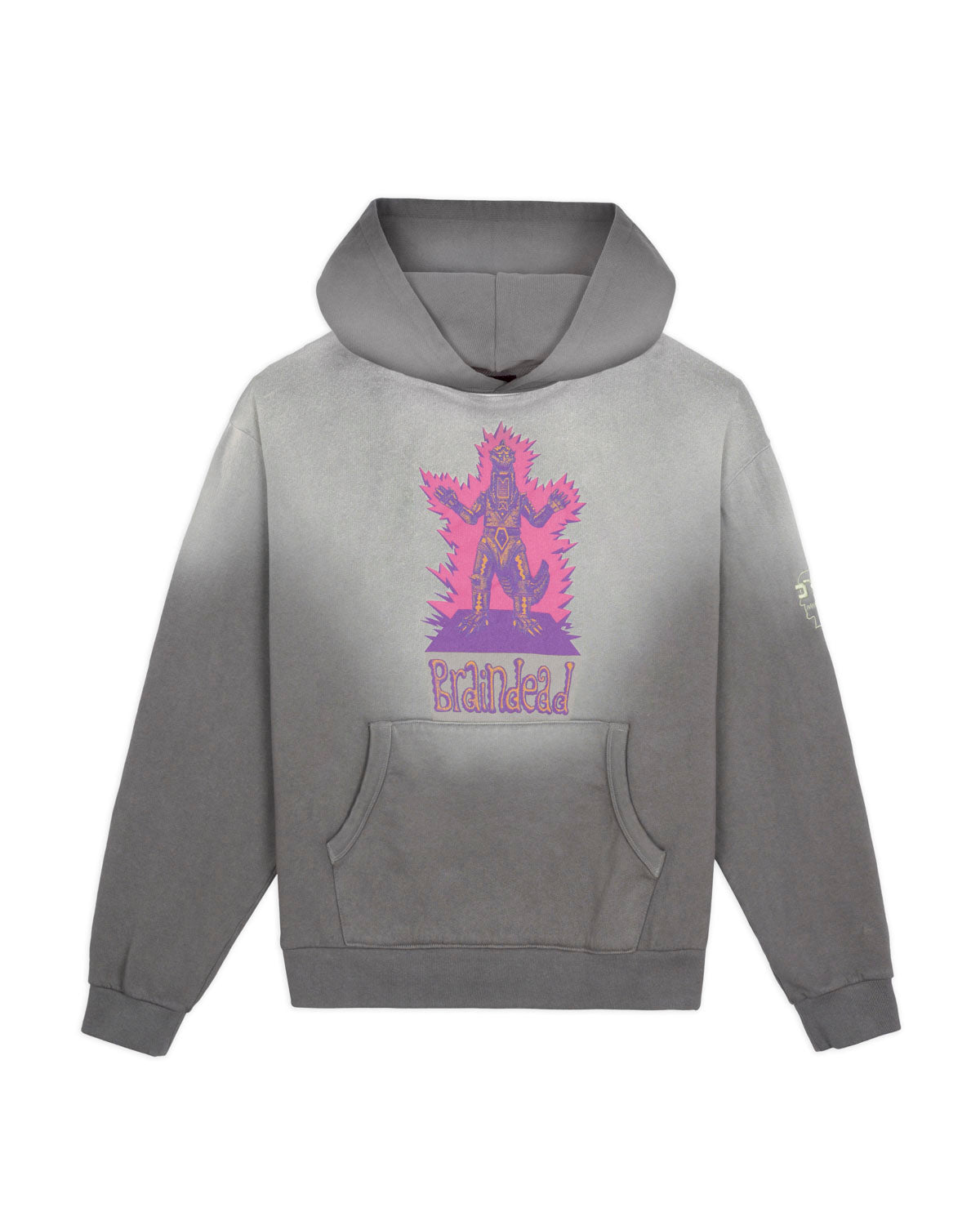 Brain Dead x Godzilla Mechagodzilla Button Mockneck Hoodie - Washed Br