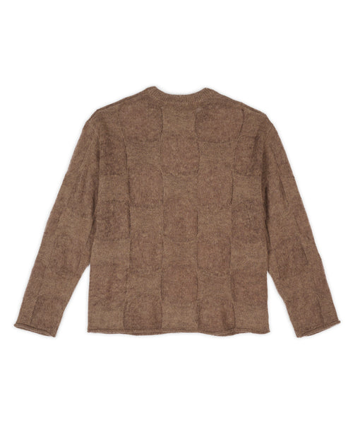 Fuzzy Threadbare Warped Check Sweater - Brown 2