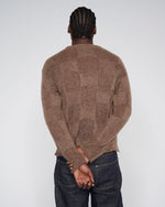 Fuzzy Threadbare Warped Check Sweater - Brown 3