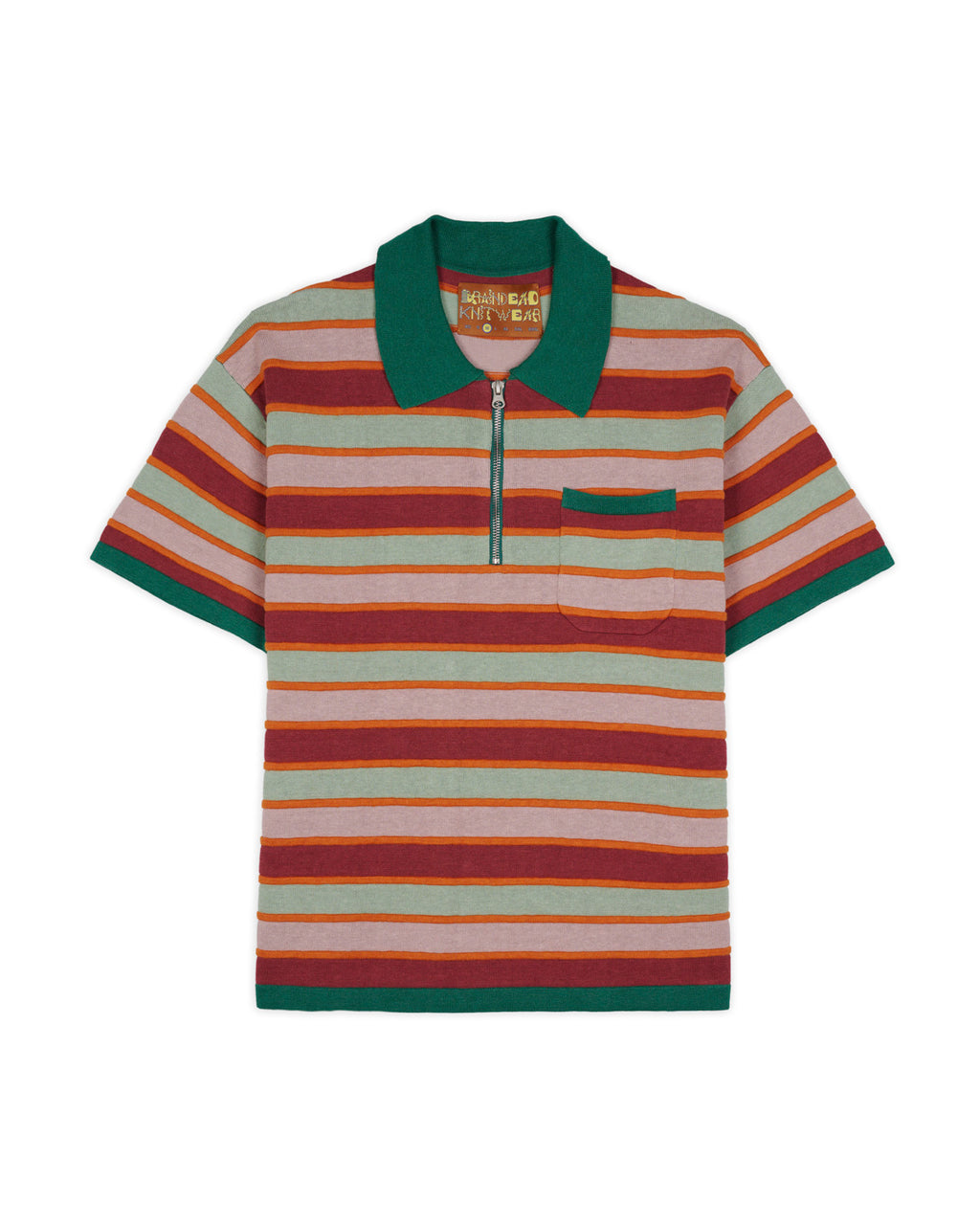 Lifted Stripe Half Zip Shirt - Red Multi