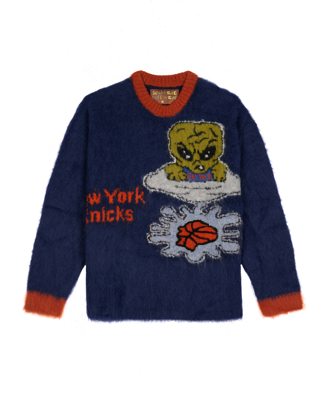 Brain Dead x NBA New York Knicks Alpaca Sweater - Navy 1