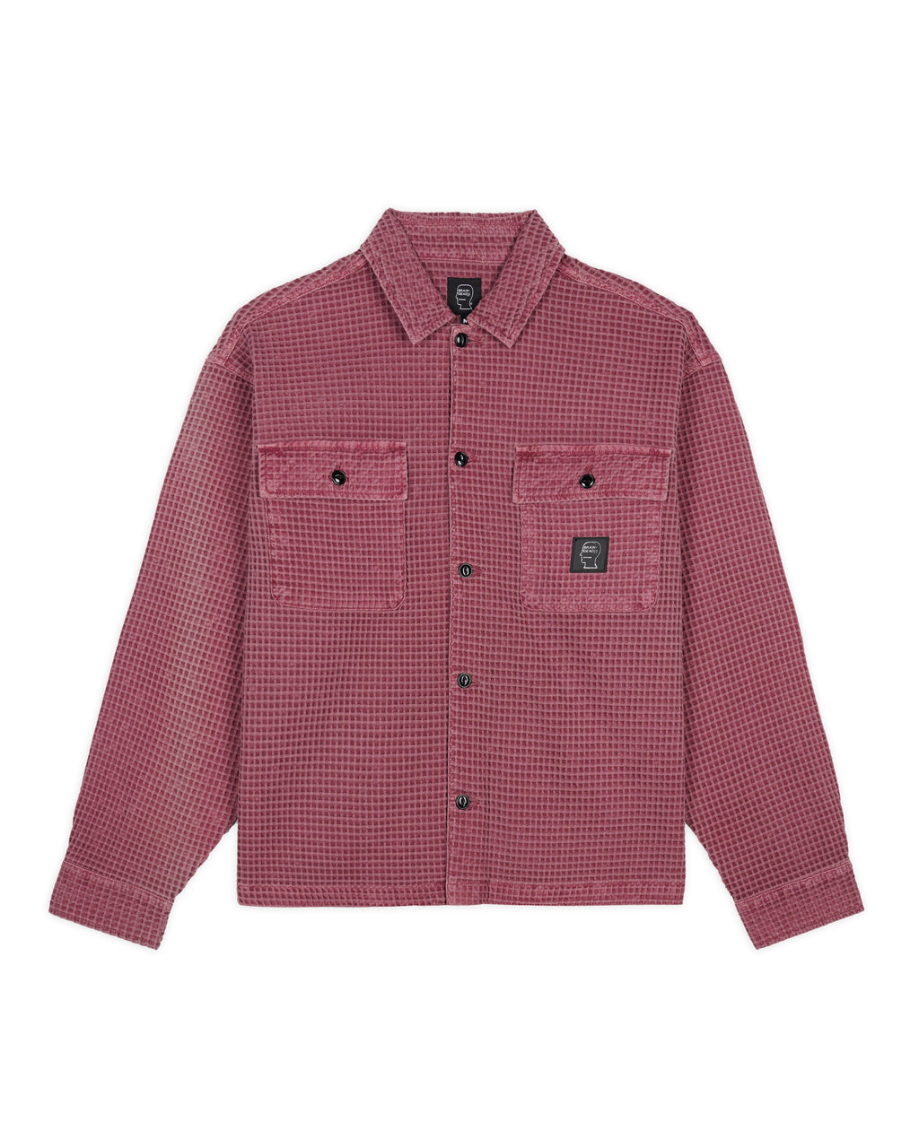Waffle Button Front Shirt - Raspberry