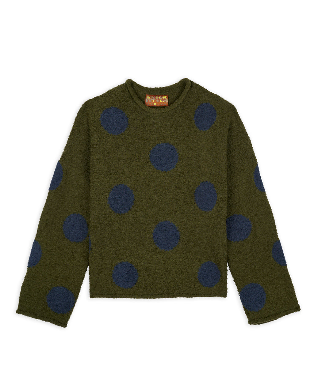 Teddy Fur Dot Knit Sweater - Olive 1