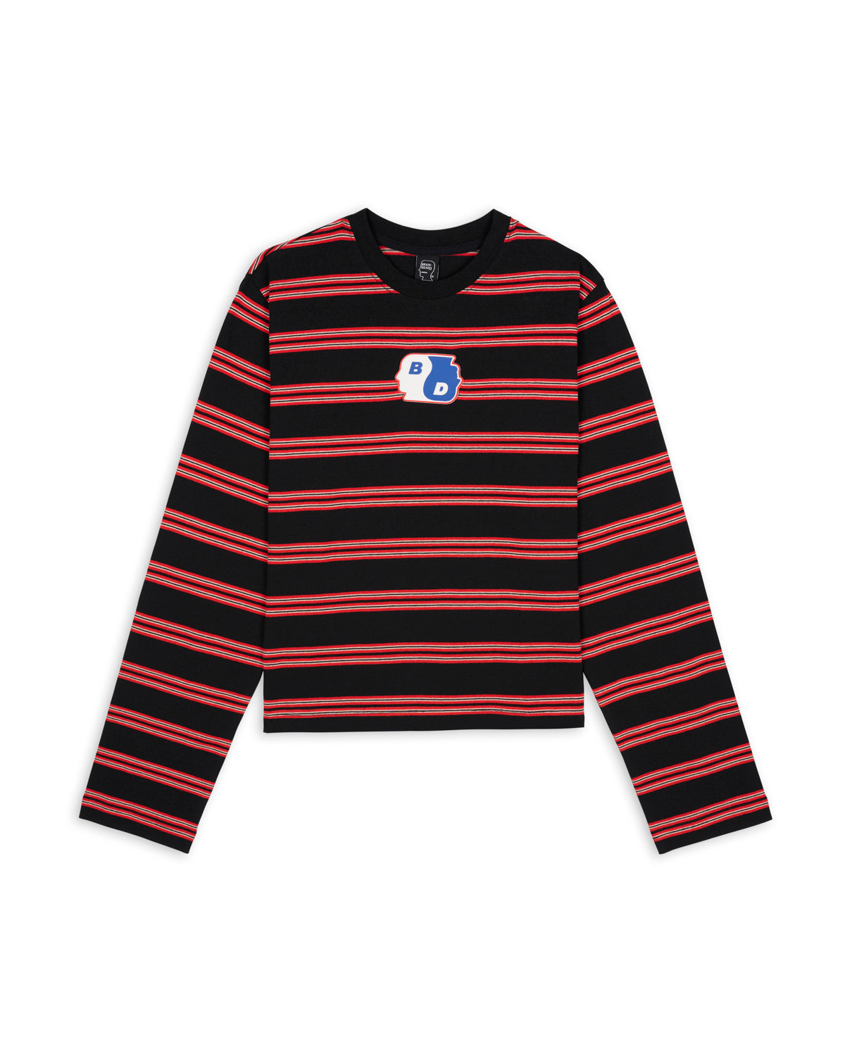 Striped long sleeve shirt red best sale and black