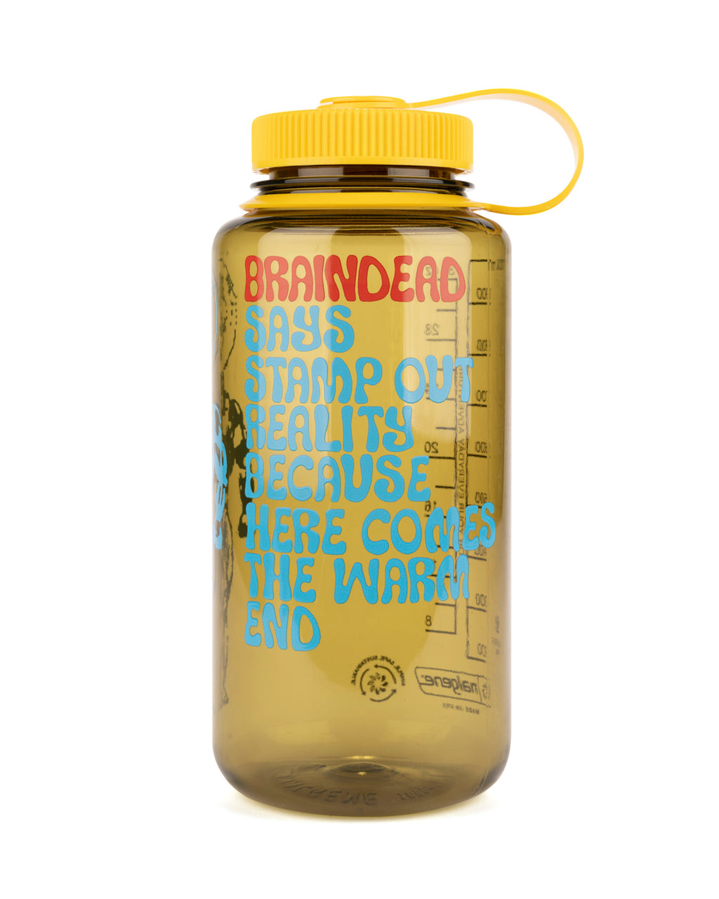 Brain Dead Stamp Out Reality Nalgene 32oz Wide Mouth - Olive/Yellow