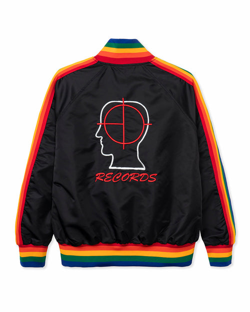 Brain Dead Records Embroidered Satin Club Jacket - Black 2