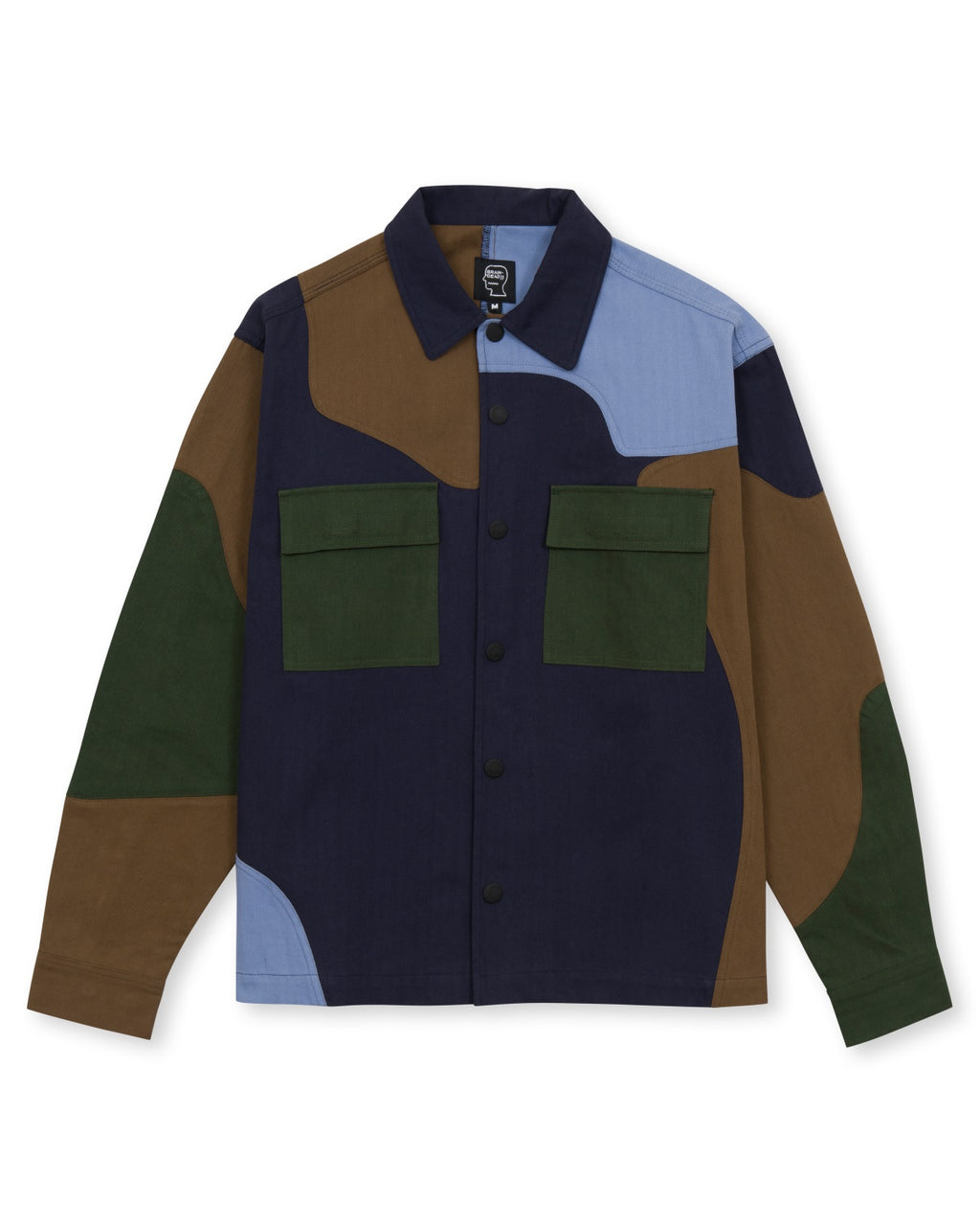 Patchwork Military Field Shirt Jacket - Navy