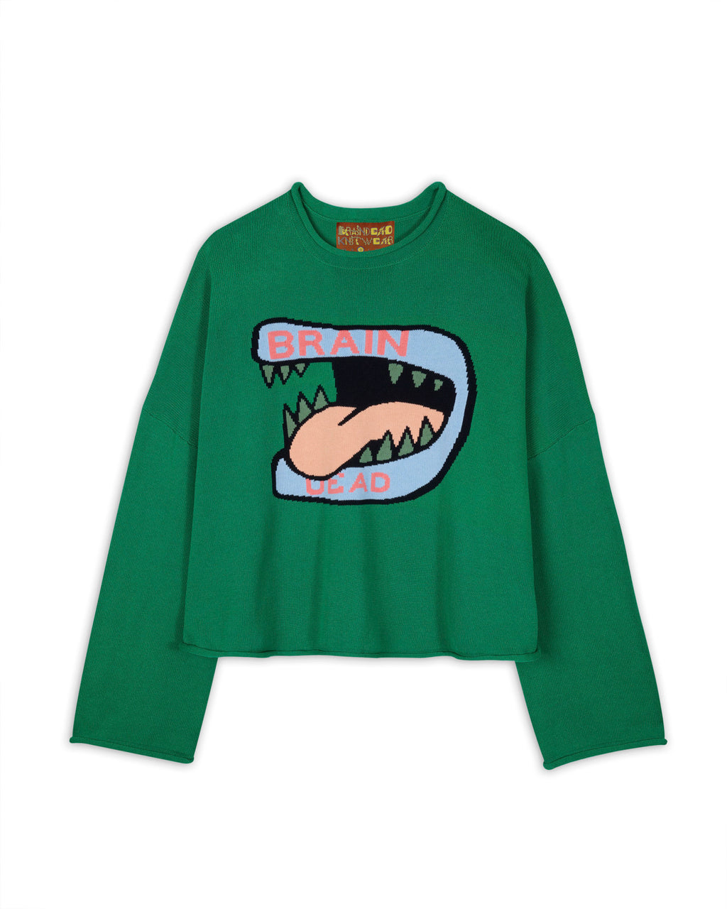 Big Bite Oversized Cropped Boxy Sweater - Green 1