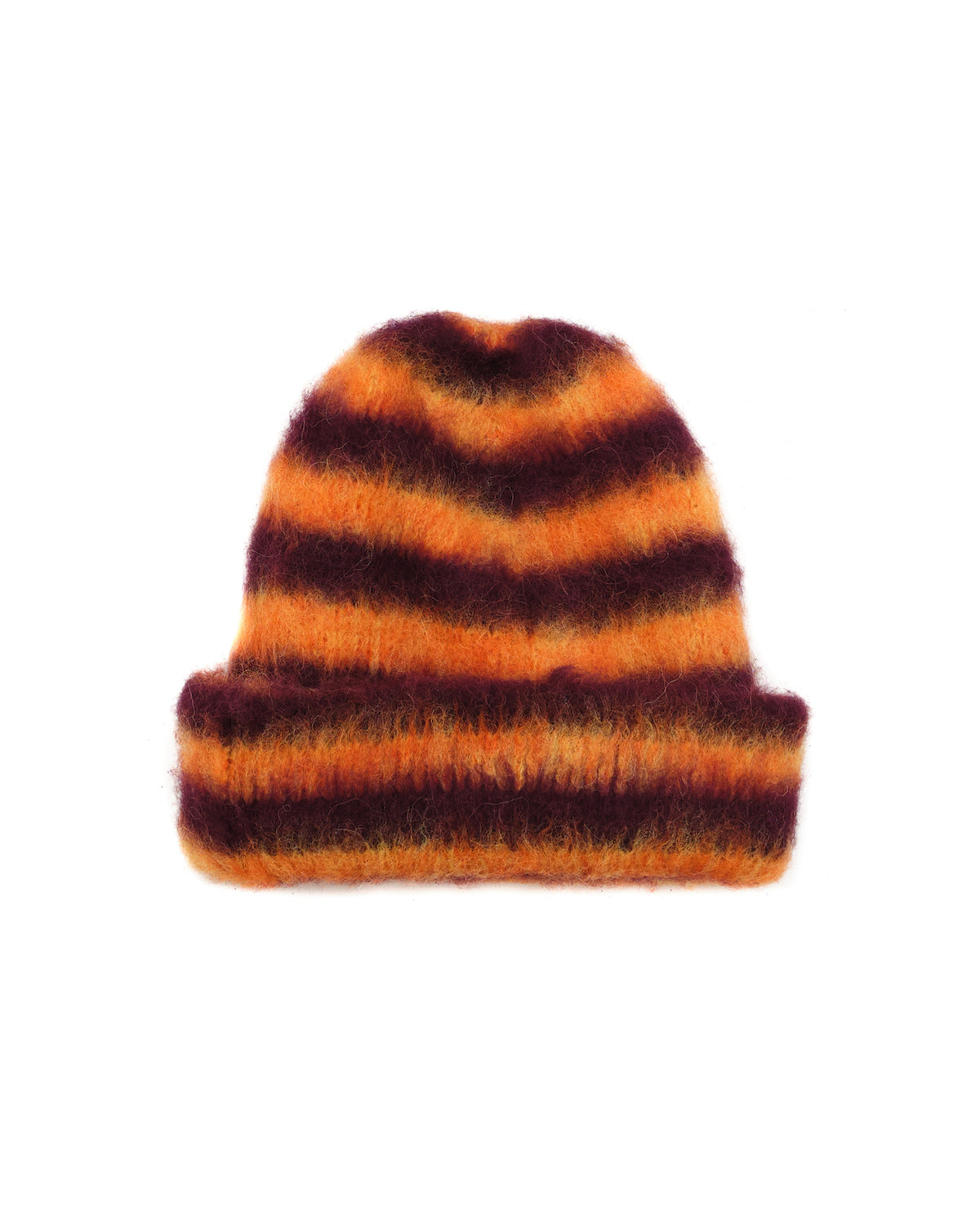 Boxy Stripe Knit Beanie - Orange Multi