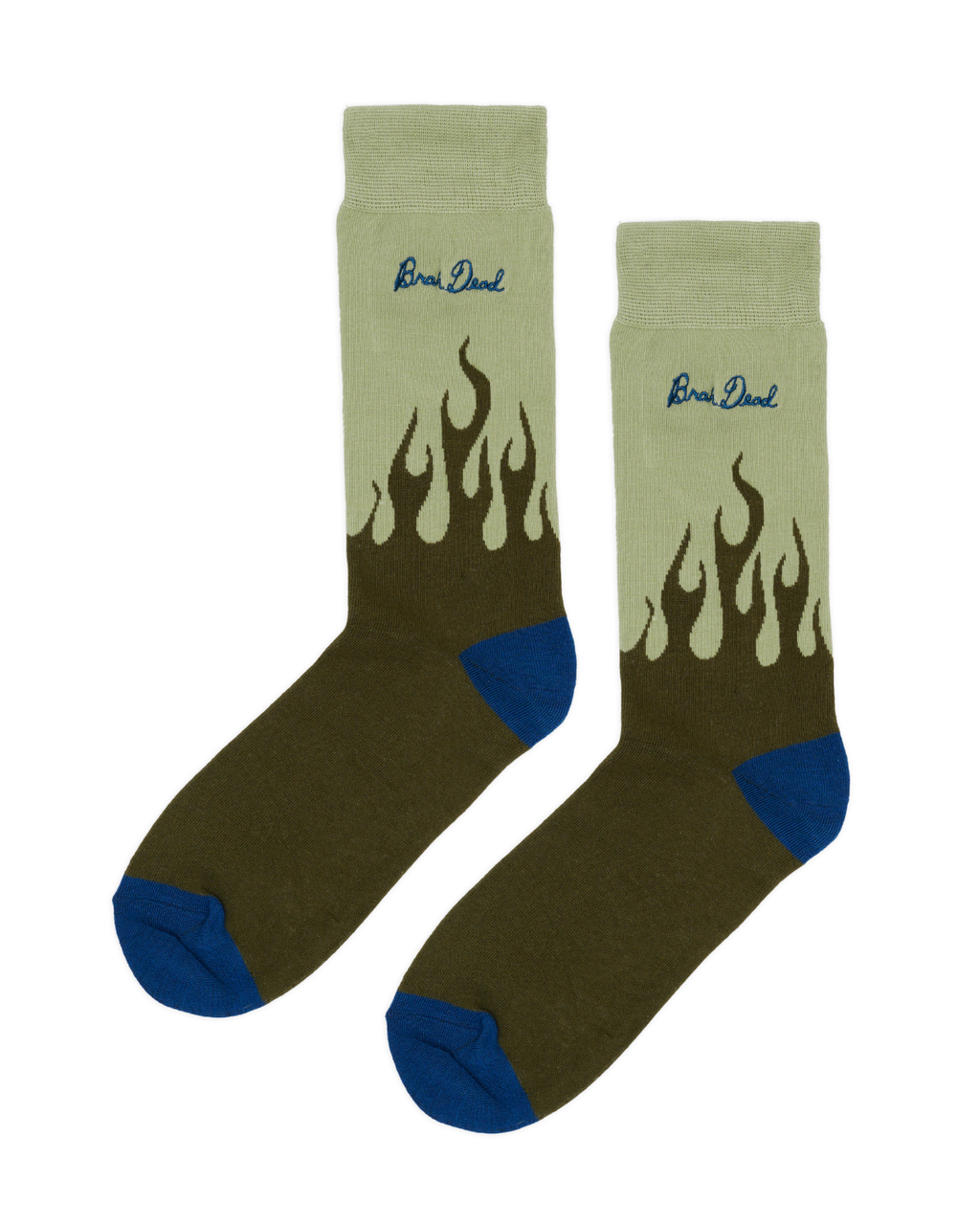 Flames Dress Socks - Green