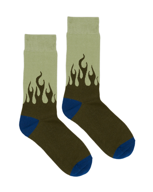 Flames Dress Socks - Green 2