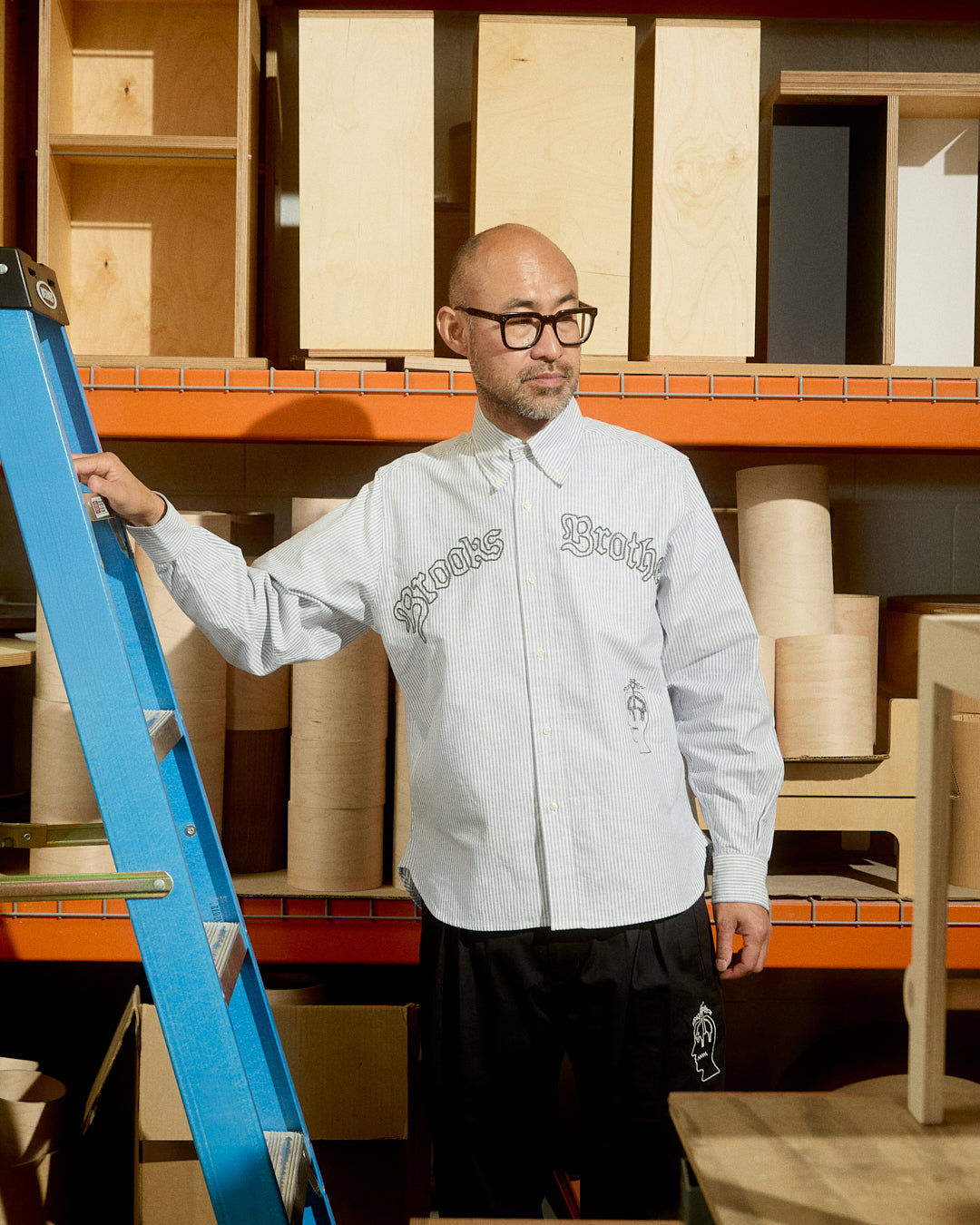 Brooks Brothers California Embroidered Striped Oxford Button