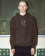 3D Embroidered Logohead Garment Dyed Hoodie - Brown 2