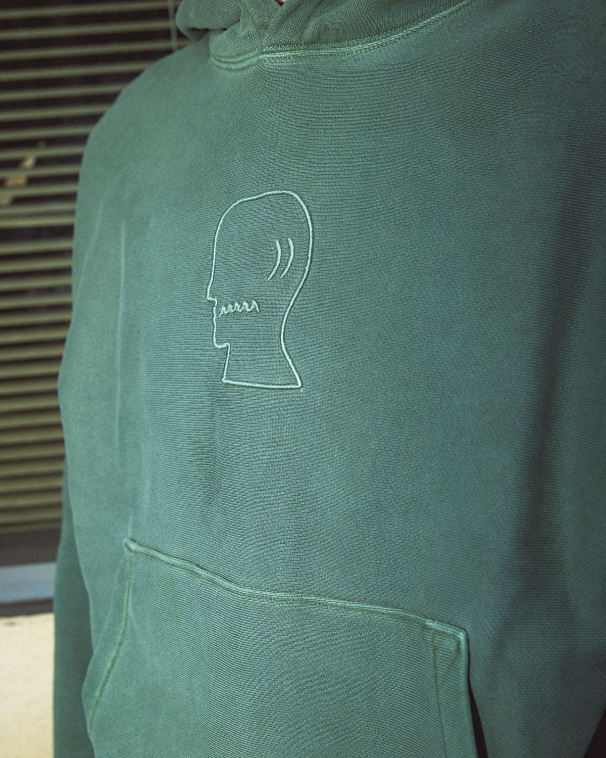 3D Embroidered Logohead Garment Dyed Hoodie - Ivy 4