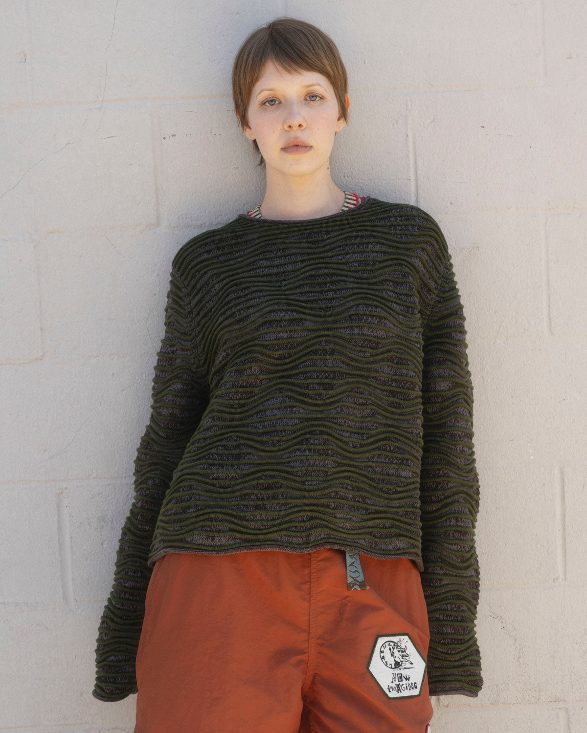 3D Wave Cropped Sweater - Forest Green – Brain Dead