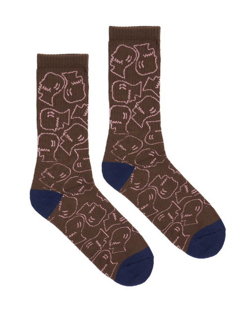 Logohead Crew Socks - Brown 2