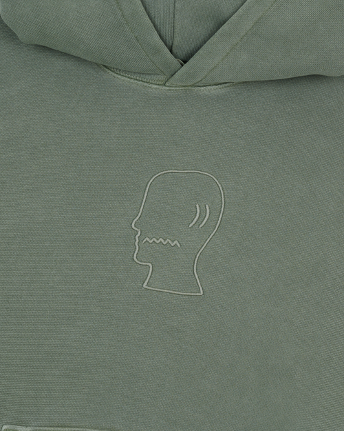 3D Embroidered Logohead Garment Dyed Hoodie - Ivy 2