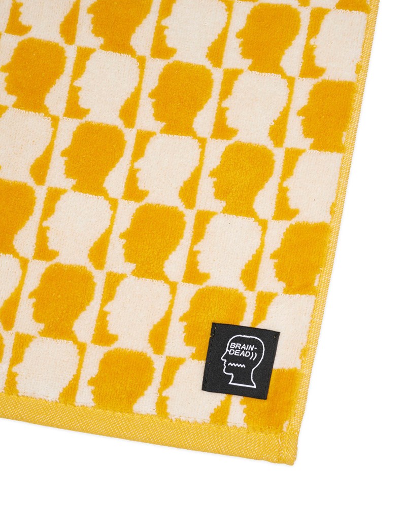 Checkerboard Logohead Hand Towel - Yellow – Brain Dead