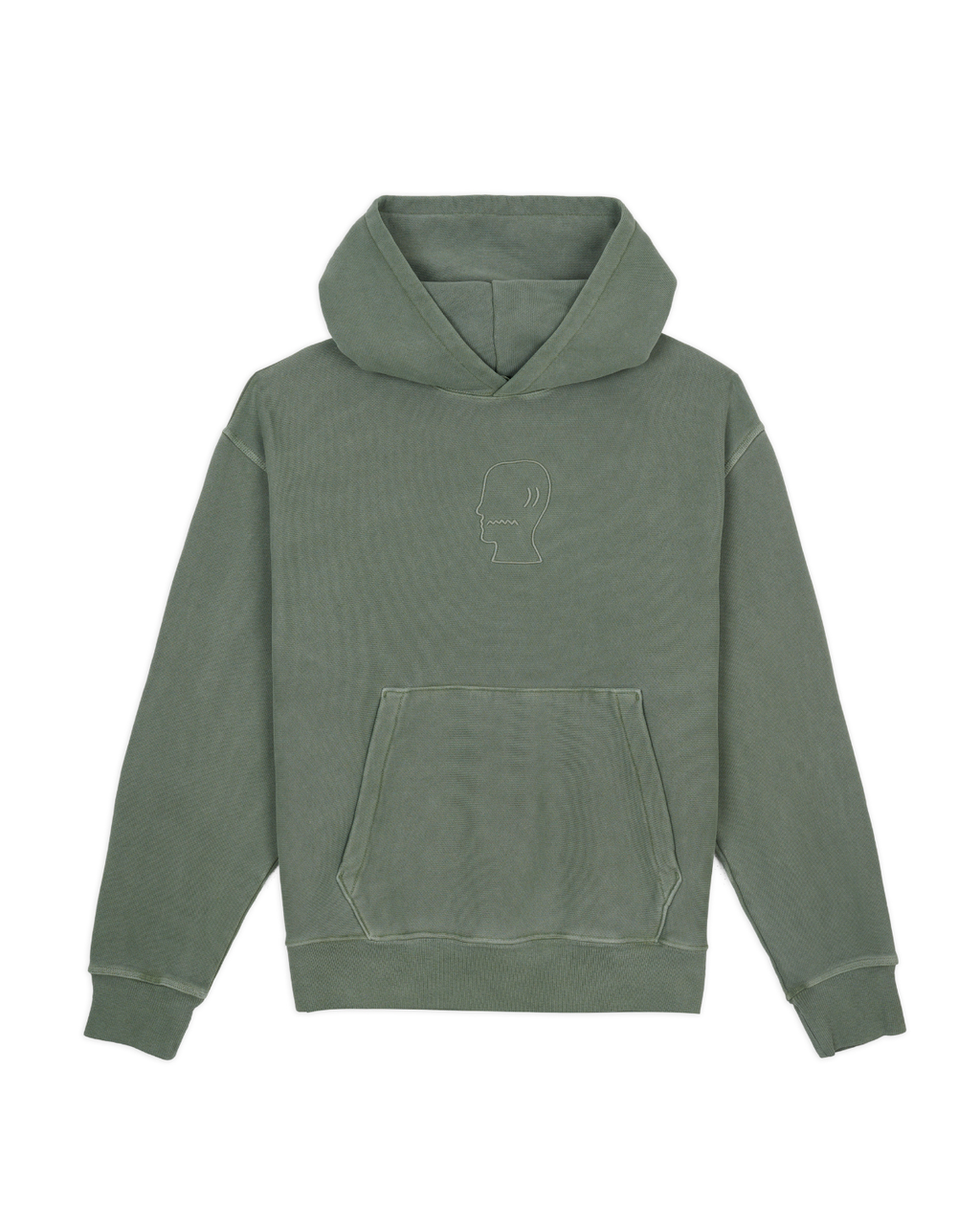 3D Embroidered Logohead Garment Dyed Hoodie - Ivy