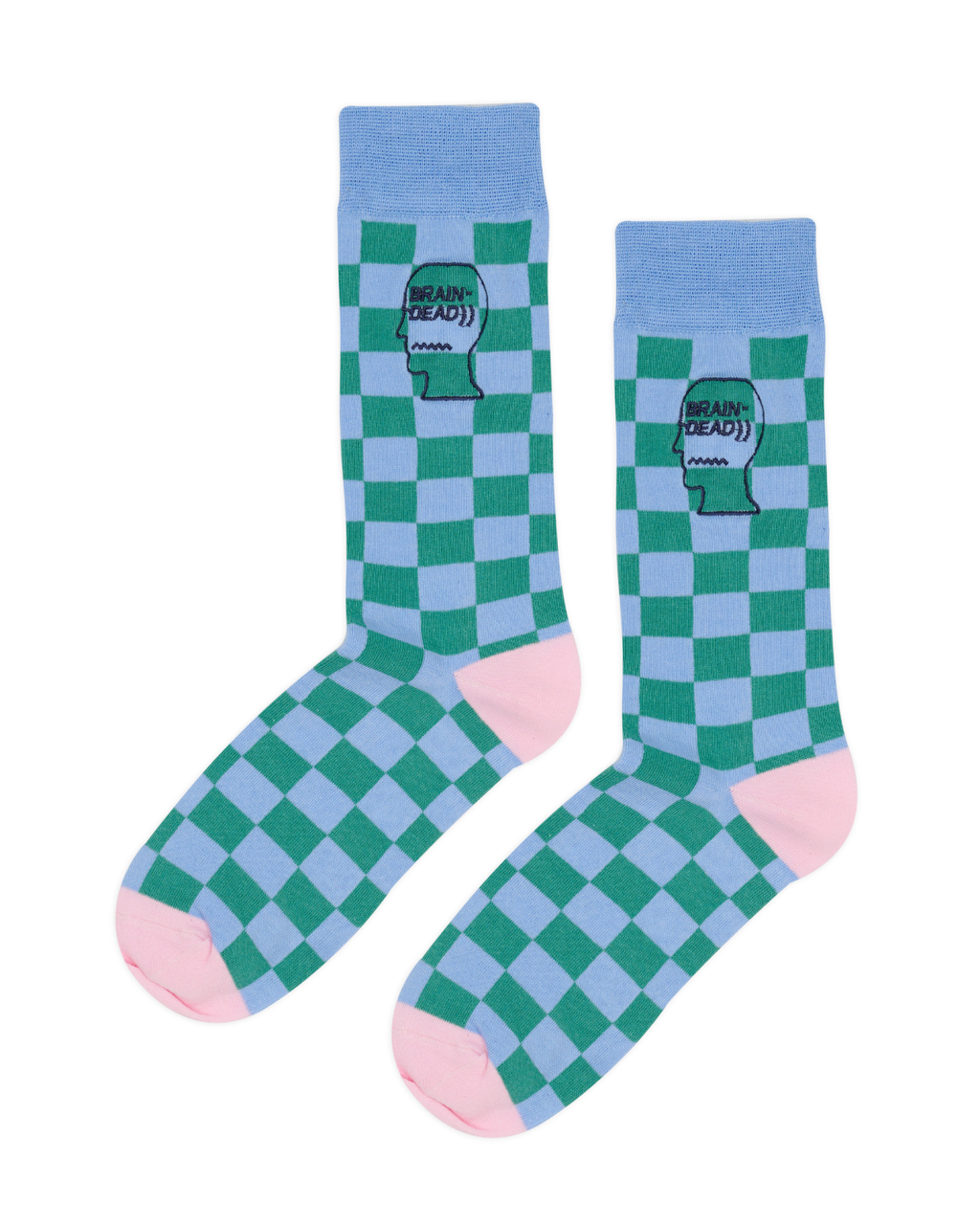 Logohead Dress Socks - Blue Checkered