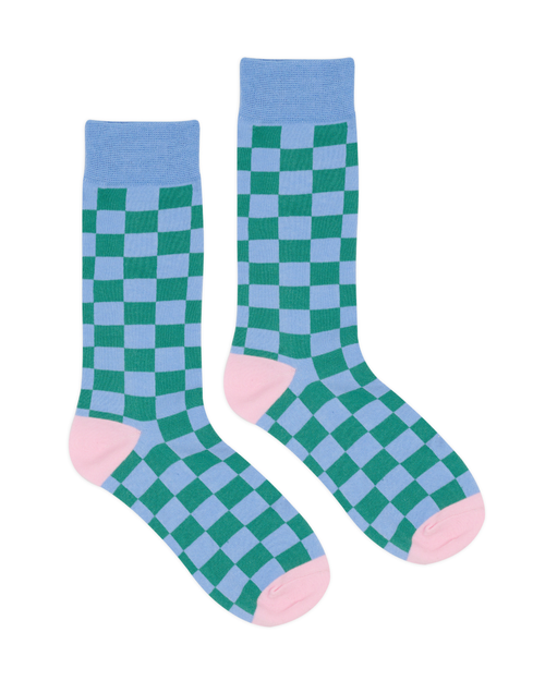 Logohead Dress Socks - Blue Checkered 2