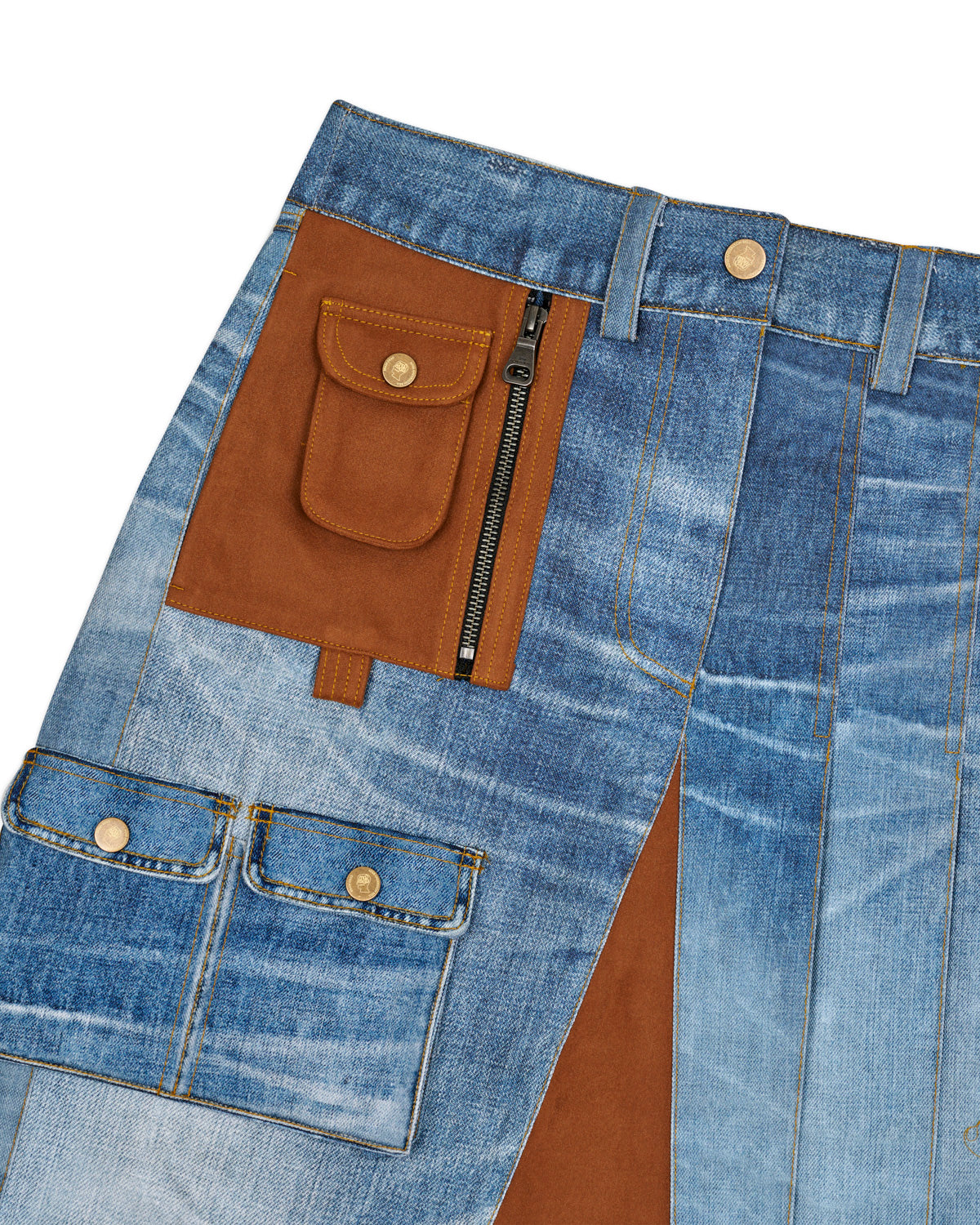 Brain Dead x Andersson Bell Denim Print Skirt - Blue 3
