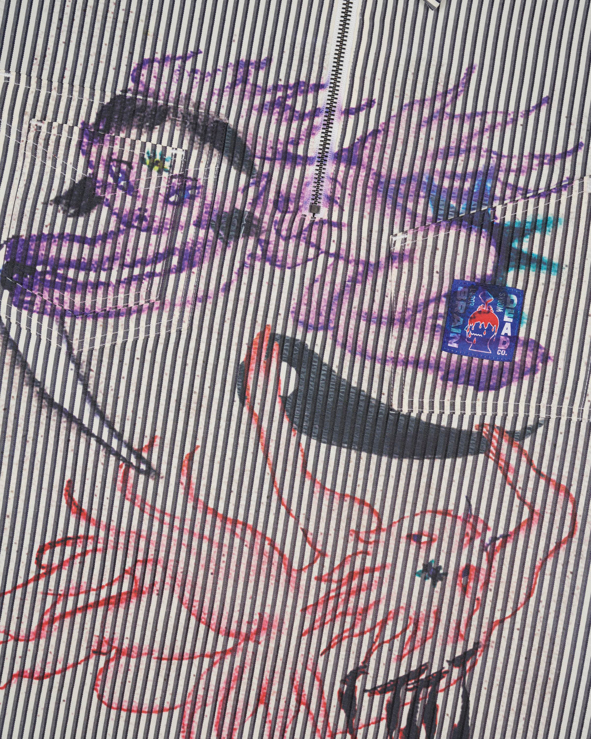 Angel Striped Half Zip Work Shirt - Natural 3