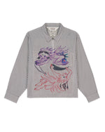 Angel Striped Half Zip Work Shirt - Natural 1