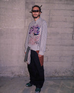 Angel Striped Half Zip Work Shirt - Natural 7