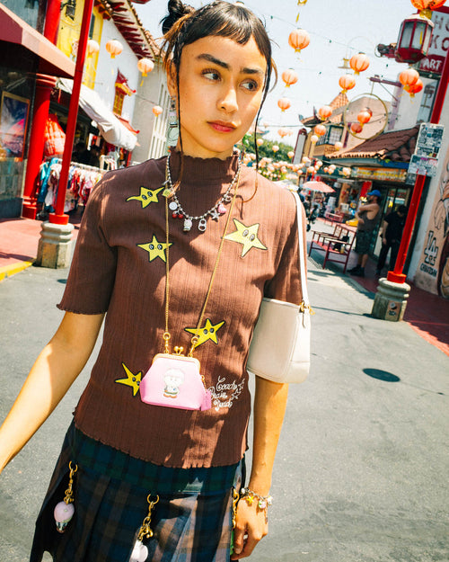 Brain Dead x Coach Pointelle Mockneck Top - Brown 2