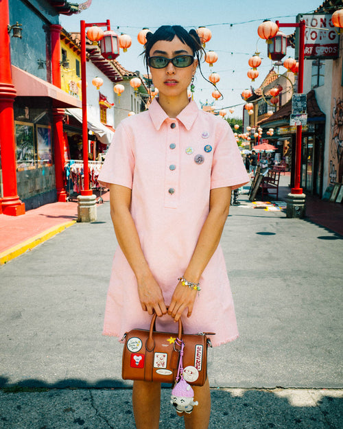 Brain Dead x Coach Short Sleeve Denim Mini Dress - Pink 2
