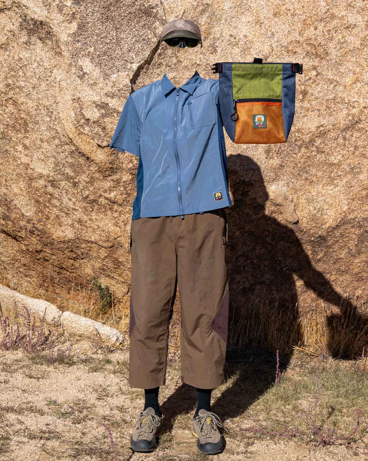 Nylon Paneled Climbing Capri - Brown 2