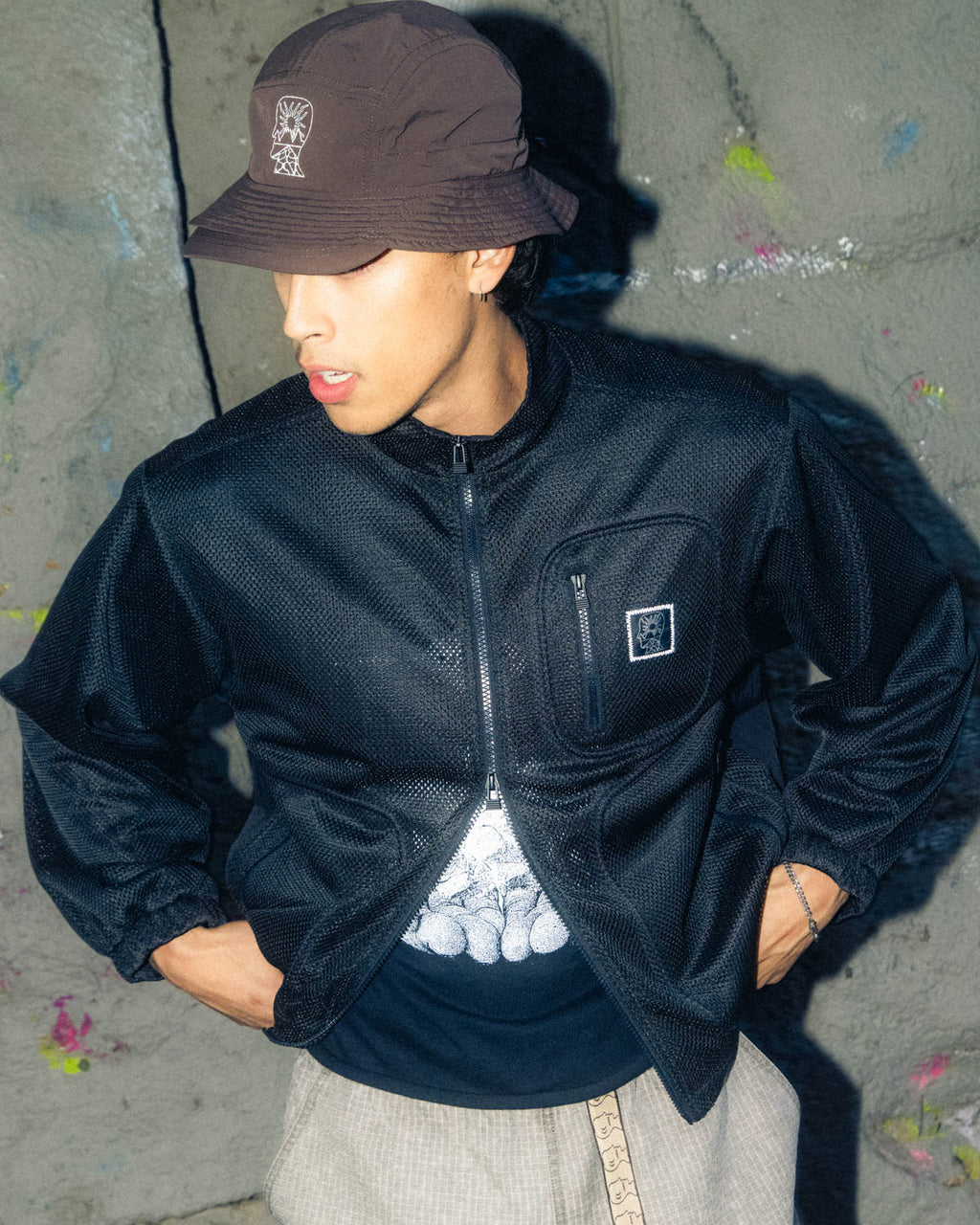Brain Dead Equipment Tennis Zip Jacket - Black Mesh 2