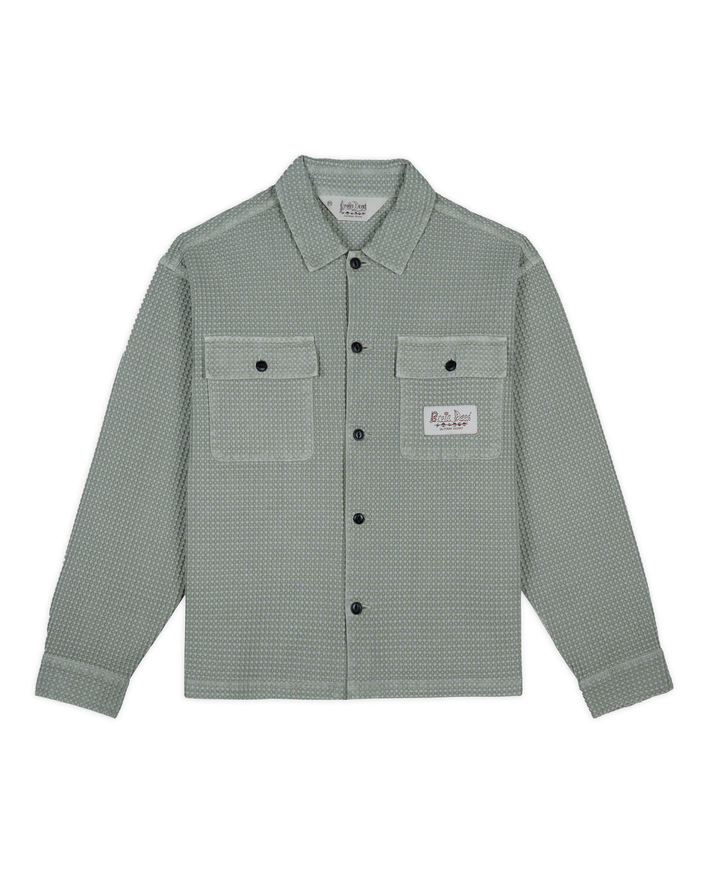 Waffle Button Front Shirt - Silver Pine