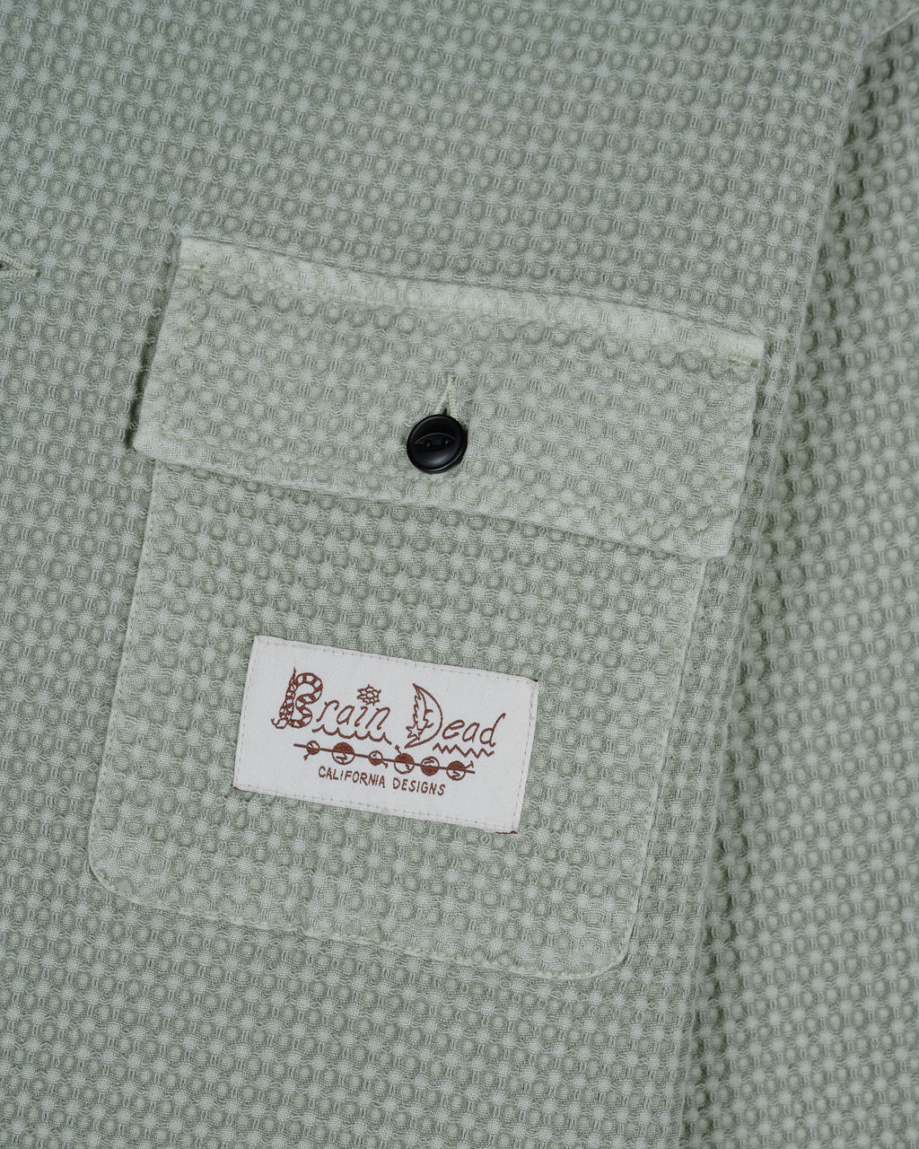 Waffle Button Front Shirt - Silver Pine 2