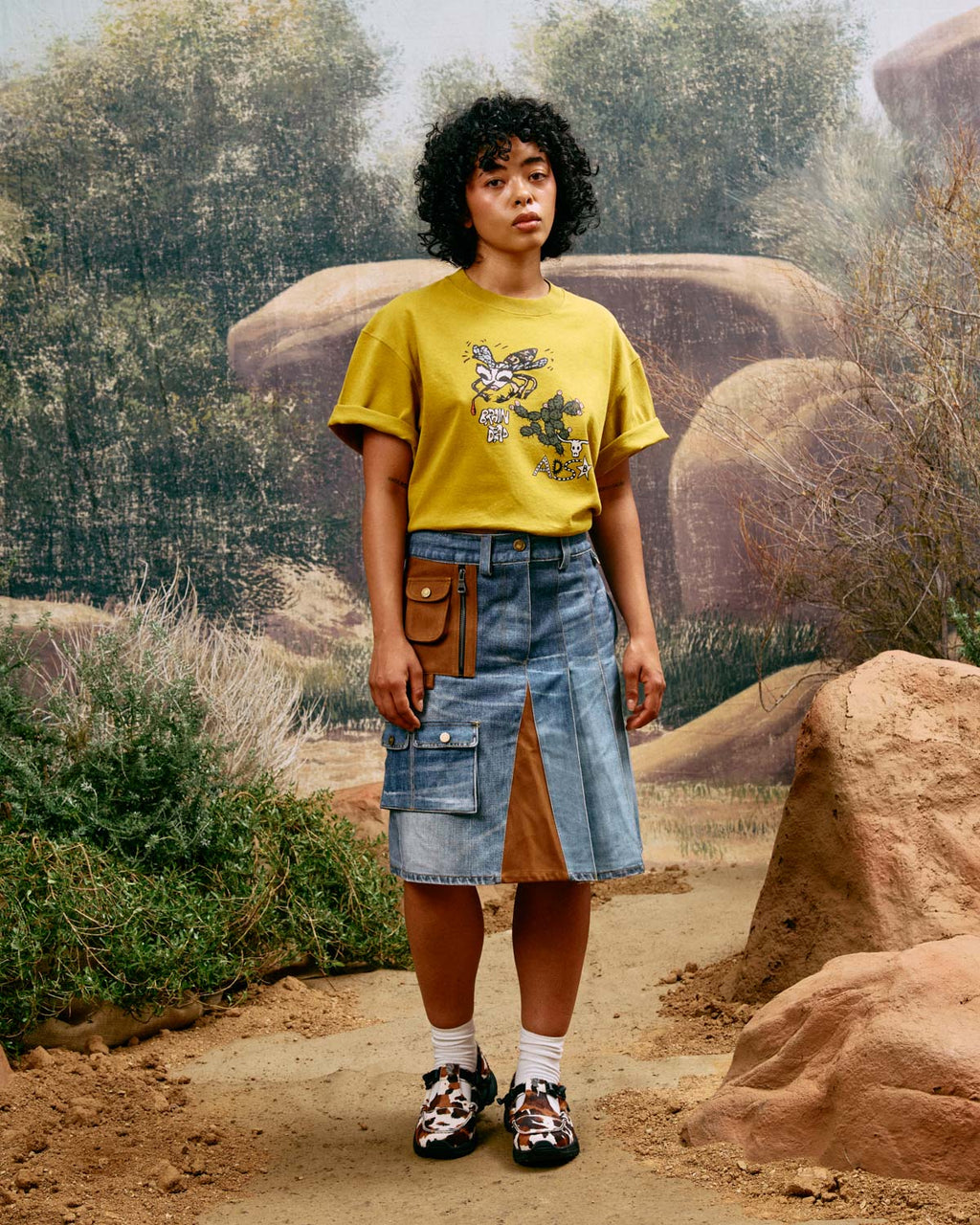 Brain Dead x Andersson Bell Denim Print Skirt - Blue 4