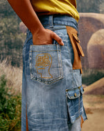Brain Dead x Andersson Bell Denim Print Skirt - Blue 6
