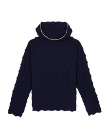 Bubble Knit Hoodie - Midnight Blue