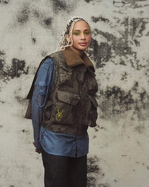 Brain Dead x South2 West8 Fleece Sleeve Tenkara Short Jacket - Grey 2