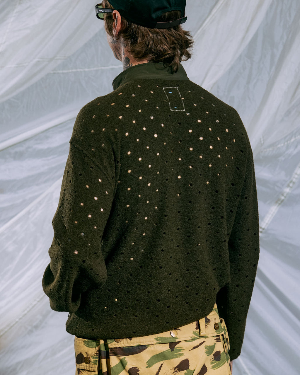 Hole Mock Neck Pullover - Olive 7