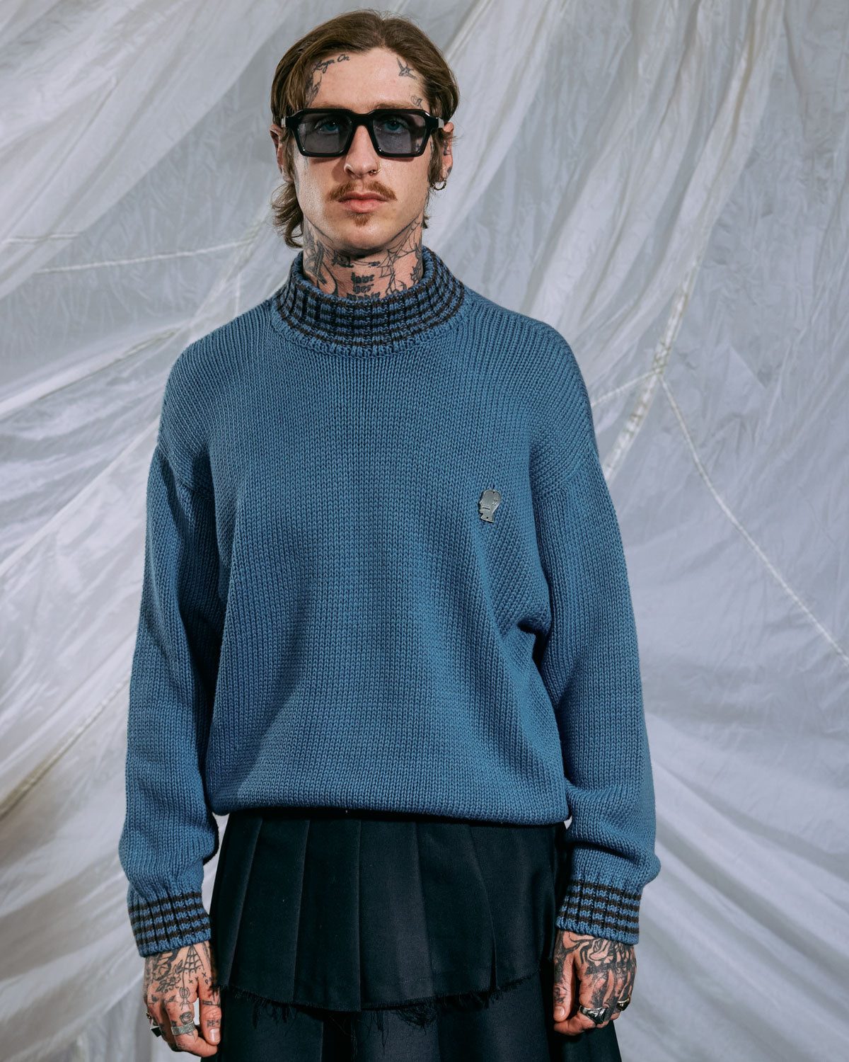 Turtle Neck Sweater - Blue – Brain Dead