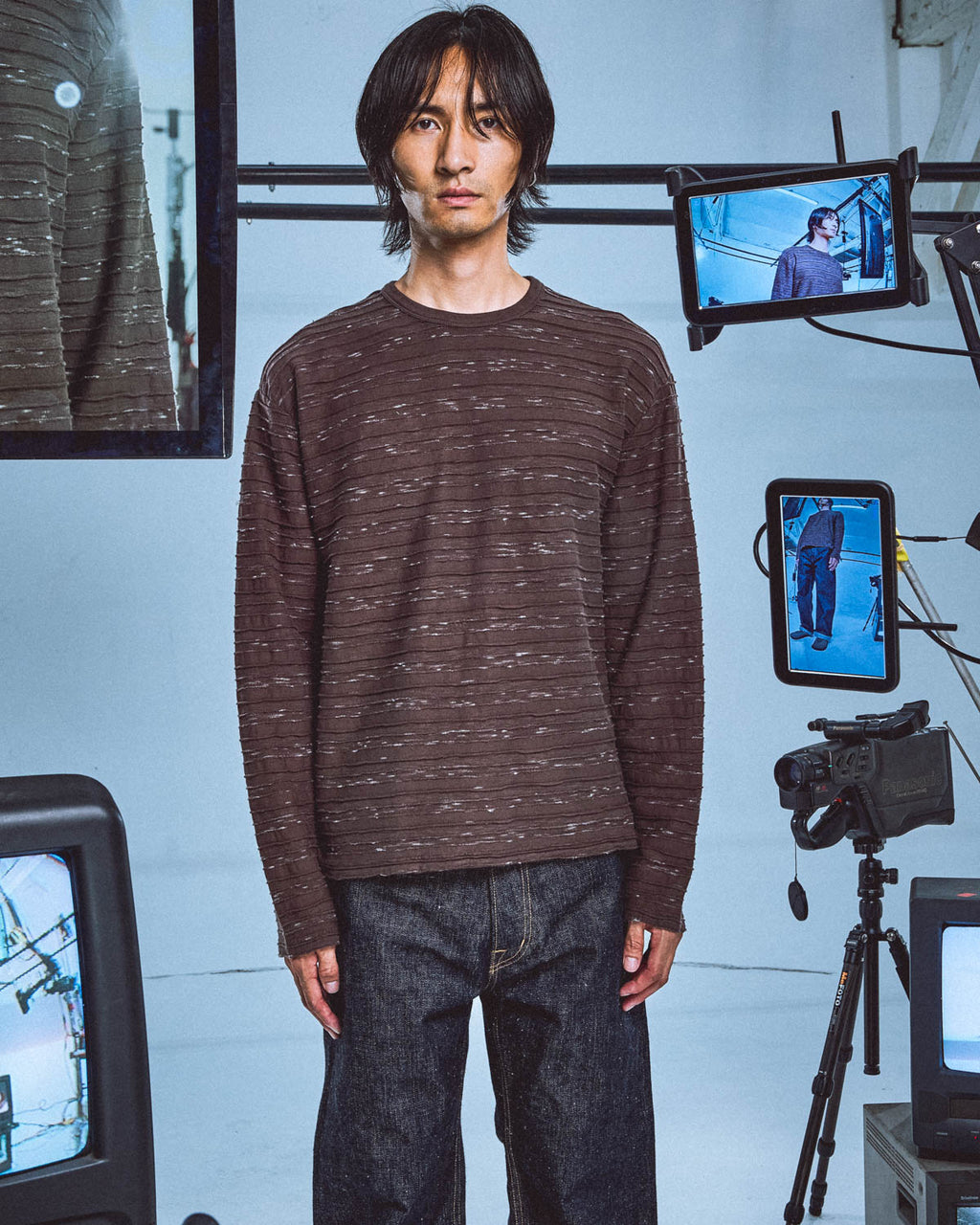 Casey Stripe Long Sleeve T-shirt - Brown 2