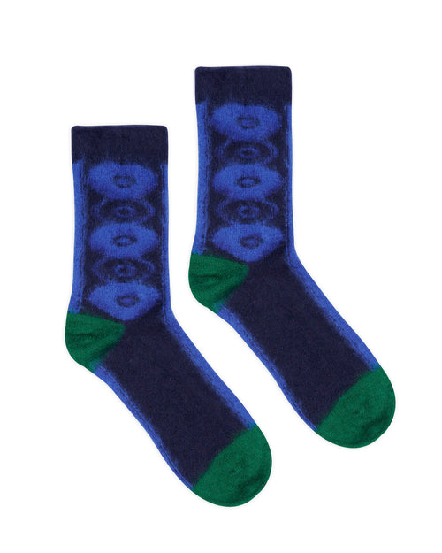 Brushed Oval Argyle Socks - Blue 2