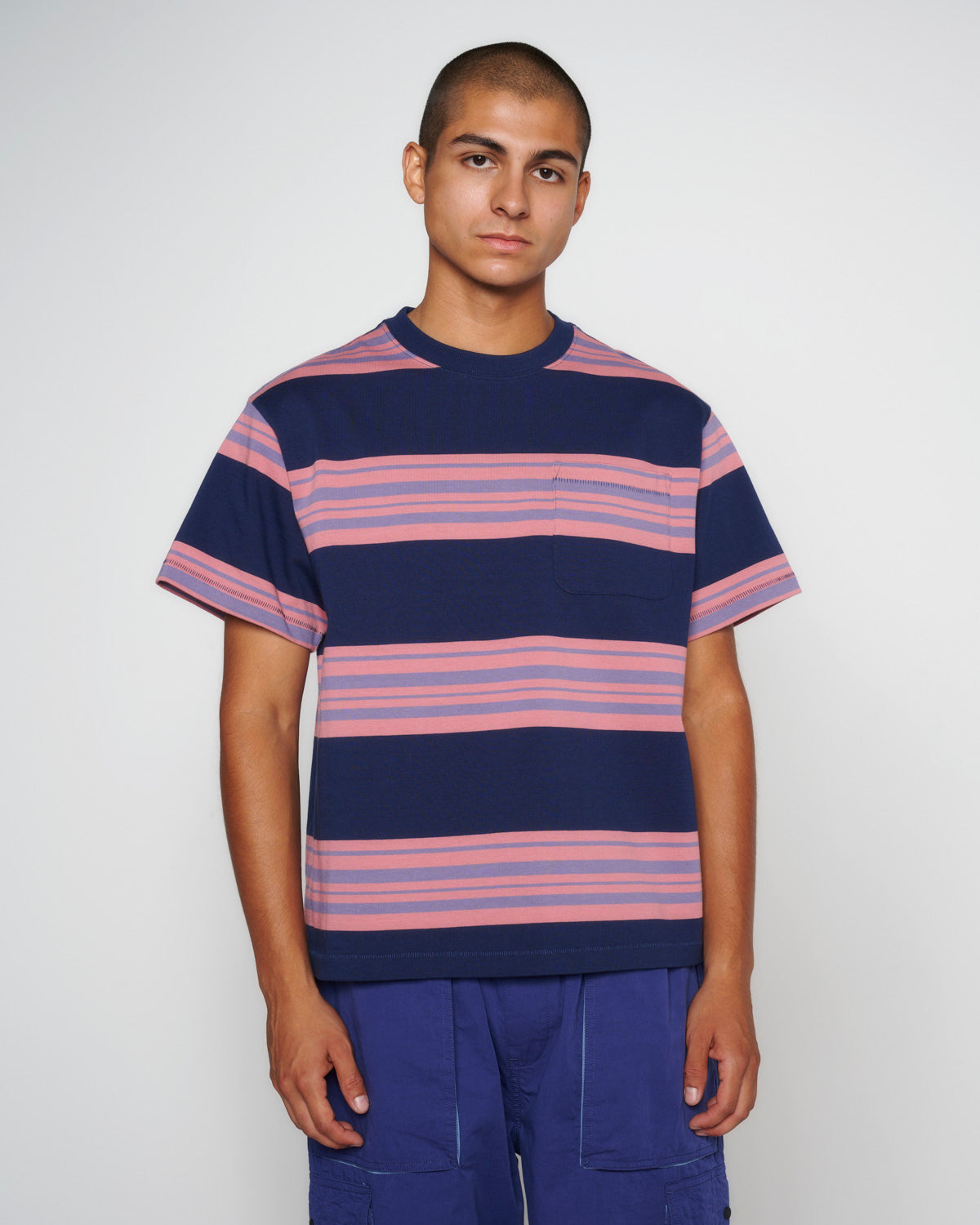 Baker Striped Pocket T-shirt - Navy 4