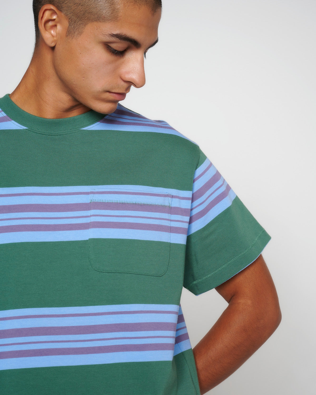 Baker Striped Pocket T-shirt - Green 6