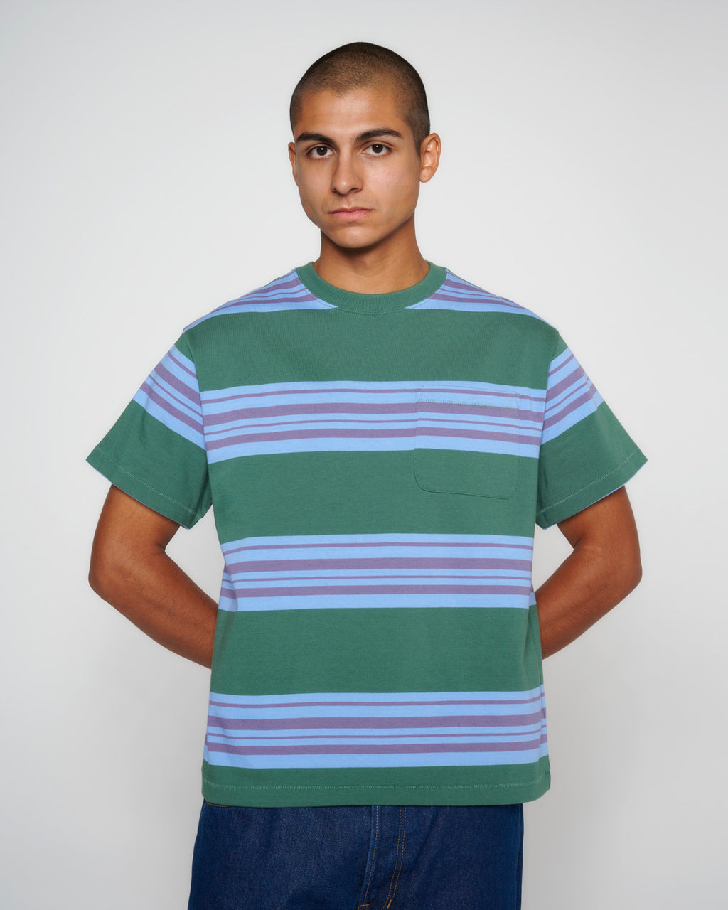 Baker Striped Pocket T-shirt - Green 4
