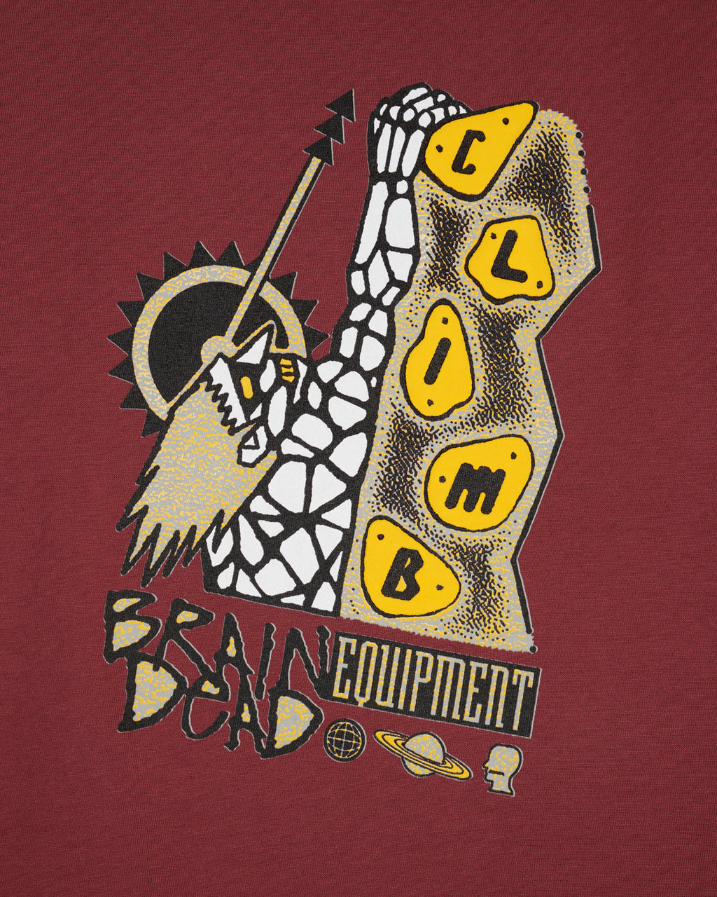 Brain Dead Biomechanic Bouldering T-shirt Maroon Zoom 3