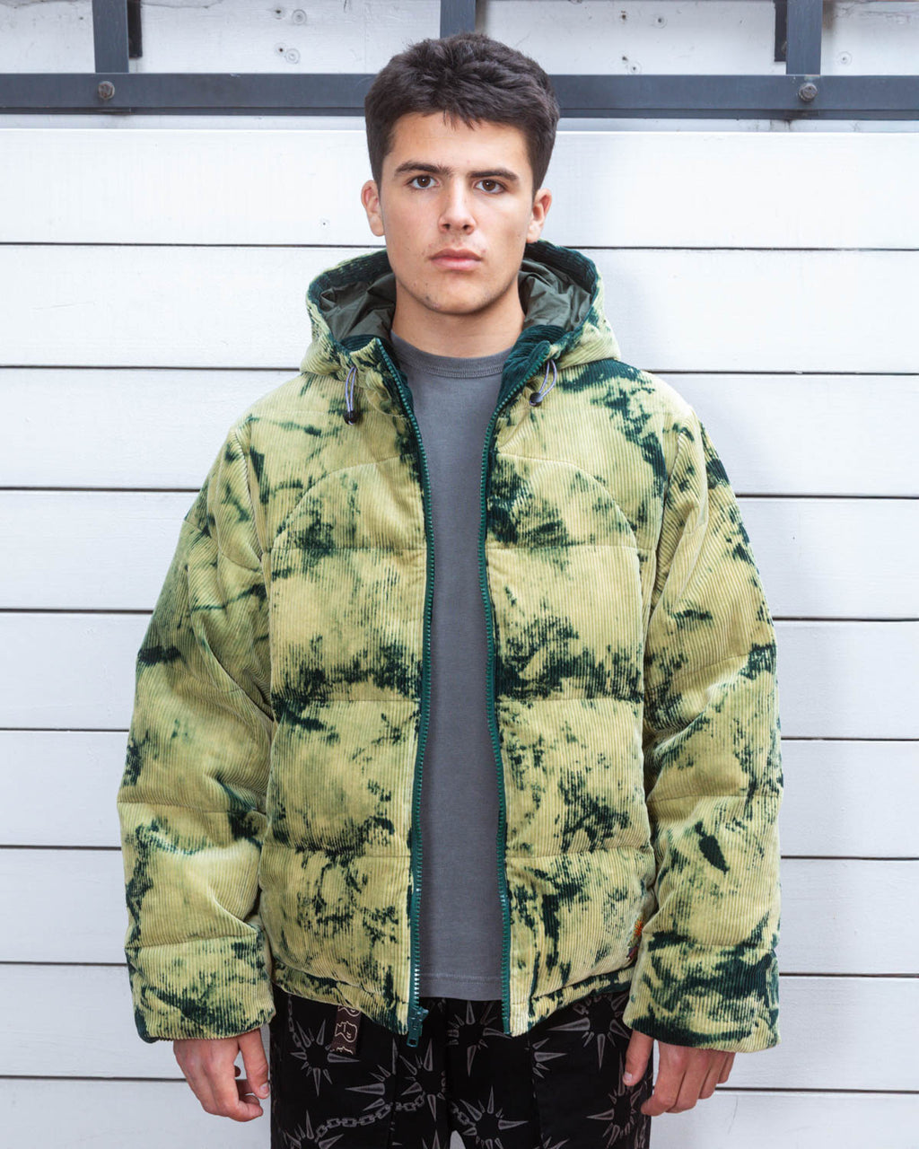 Bleach Dyed Dimension Puffer Jacket - Olive 8