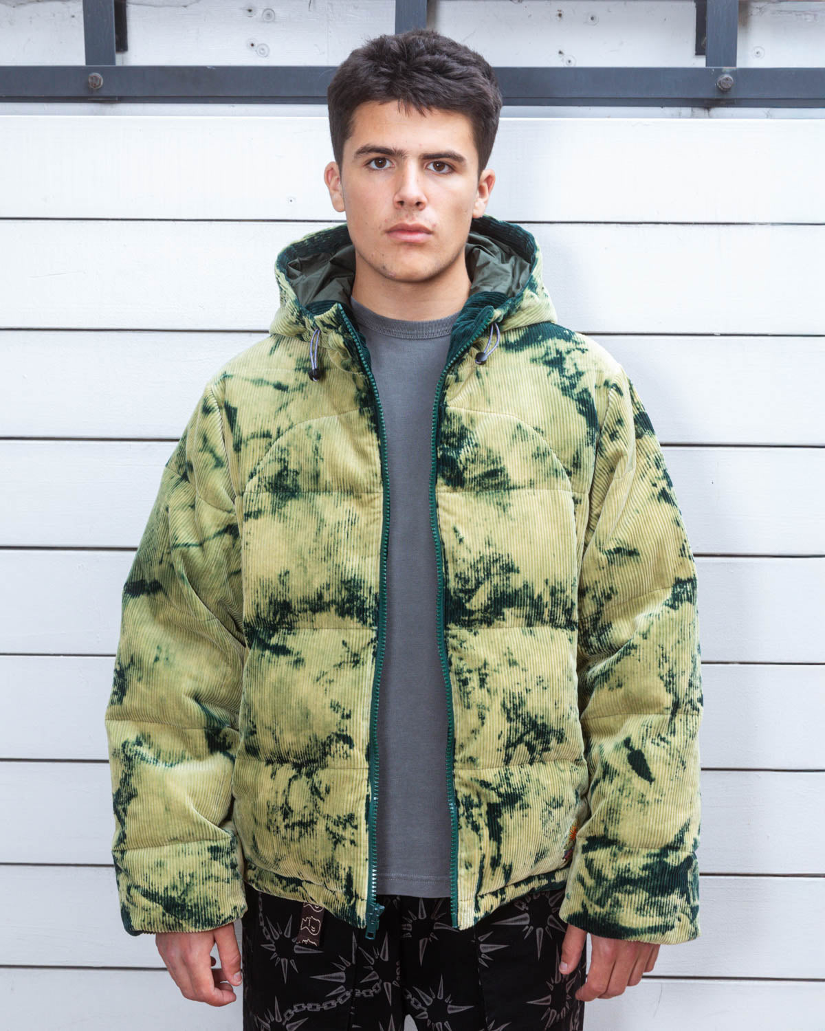 Bleach Dyed Dimension Puffer Jacket - Olive 8